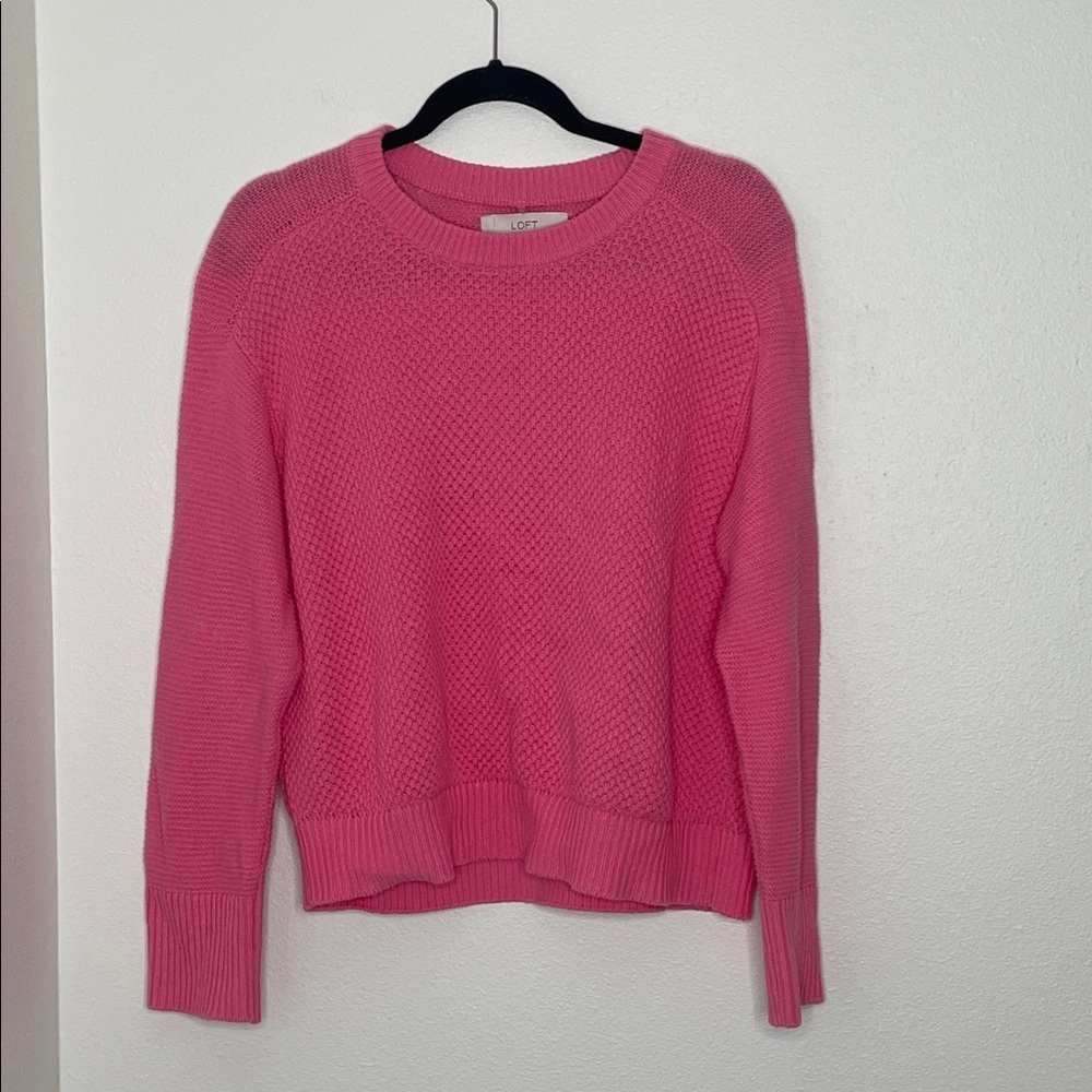 Loft Pointelle Raglan Stitch Knit Sweater - Picture 2 of 10